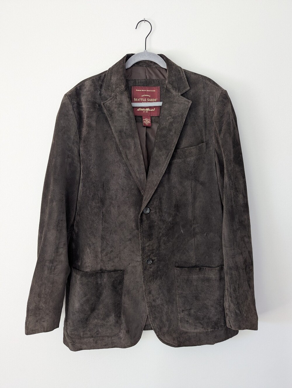 Eddie Bauer Vintage Seattle Washable Suede Leather Blazer Sport Coat Large Tall